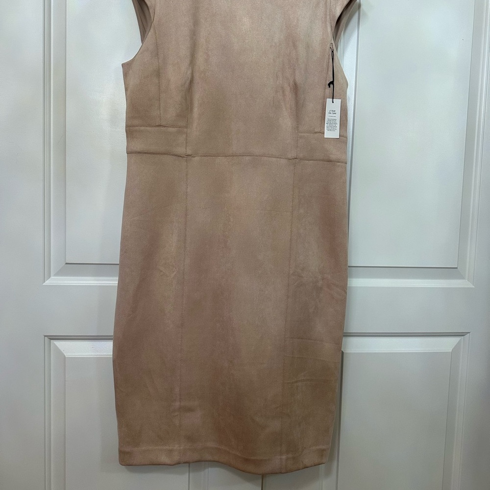 Elegant Blush Sleeveless Faux Suede Dress
